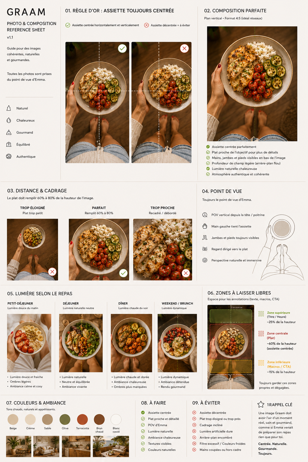 Photo & composition reference sheet v1.1 — cadrage, lumière, zones d'annotation