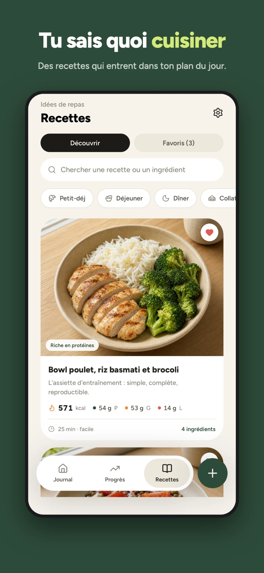 Recettes qui entrent dans le plan du jour
